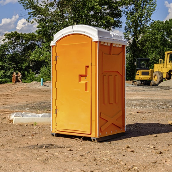 how often are the portable restrooms cleaned and serviced during a rental period in Pinesdale